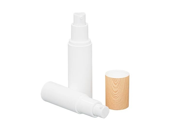 Wood Grain Over Cap PP Airless Pump Bottles 15ml 30ml 50ml